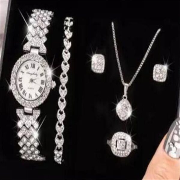 Diamond Luxury Bracelet Watch Set Ladies - Image 8