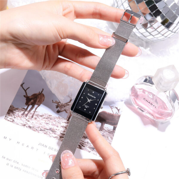 Fashion Simple Style Rectangular Dial Couple Watches - Image 4