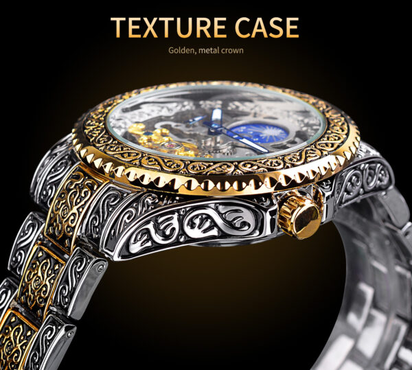 Forsining Skeleton Carved Tourbillon Mechanical Watches Luxury Men's Wristwatch - Image 2