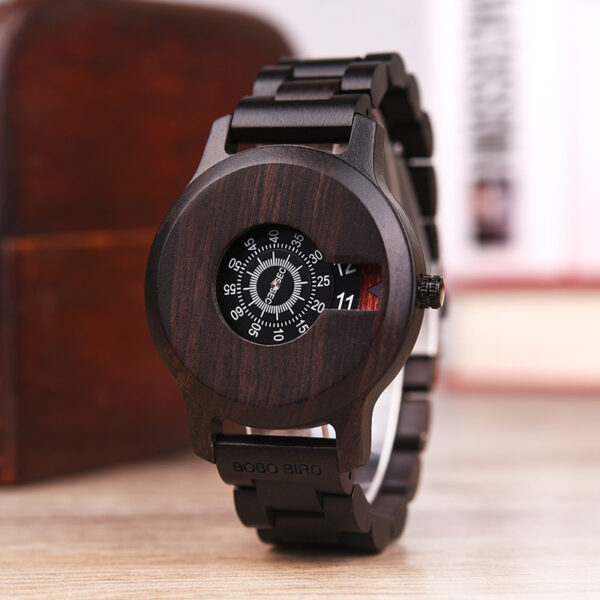 Men's Creative Round Bamboo Wood Watch - Image 7