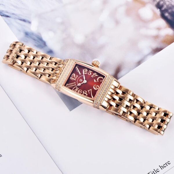 Women's Fashion Shell Face Square Quartz Watch With Diamonds - Image 8