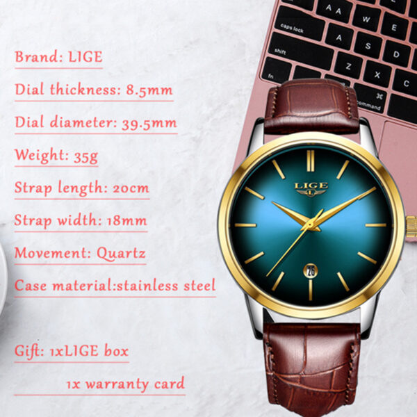 LIGE New Cool Business Waterproof Quartz Watch - Image 3