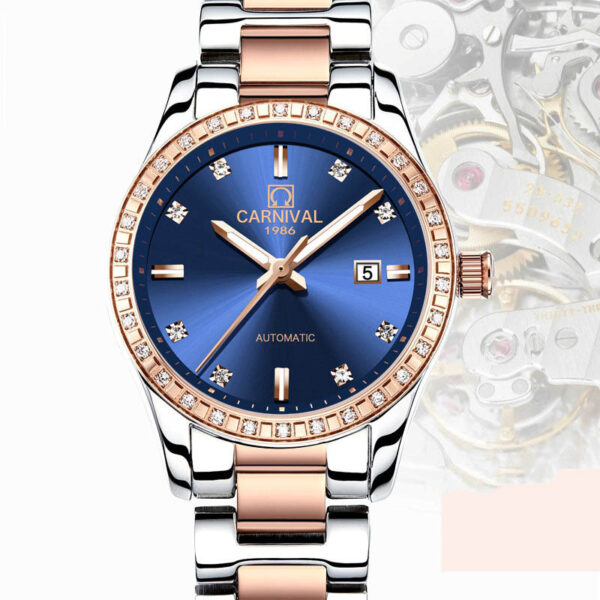 Female Automatic Mechanical Watch Fashion Trend Rose Gold Waterproof Brand Diamond