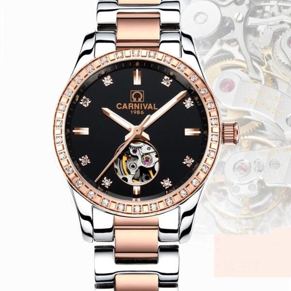 Female Automatic Mechanical Watch Fashion Trend Rose Gold Waterproof Brand Diamond - Image 6