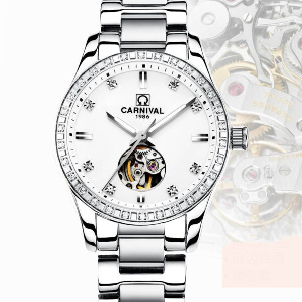 Female Automatic Mechanical Watch Fashion Trend Rose Gold Waterproof Brand Diamond - Image 2