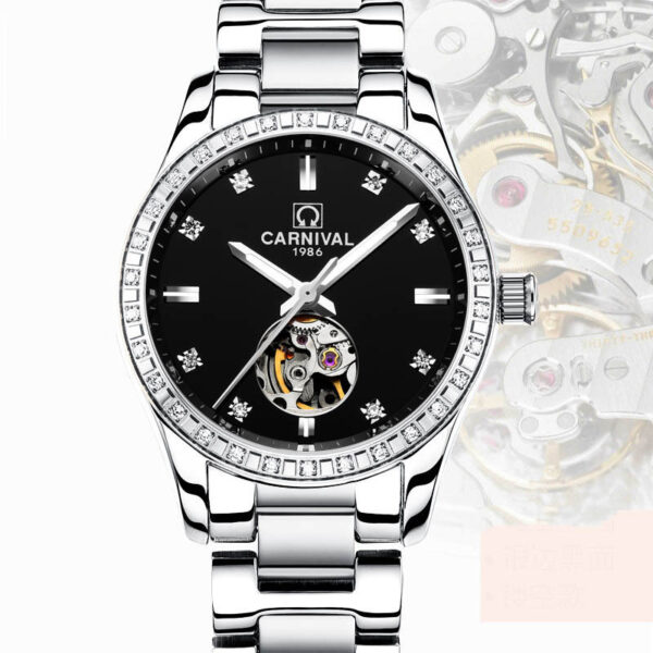 Female Automatic Mechanical Watch Fashion Trend Rose Gold Waterproof Brand Diamond - Image 3