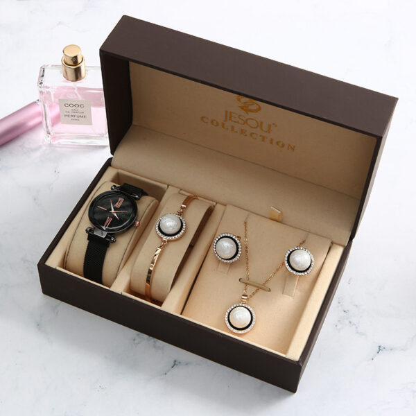 Light Luxury Ladies Quartz Watch Waterproof Fashion Watch Watch Bracelet Five-Piece Gift Set - Image 4