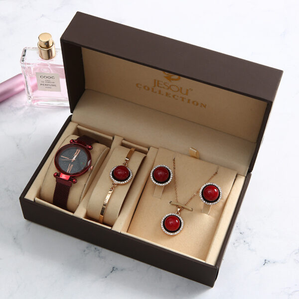 Light Luxury Ladies Quartz Watch Waterproof Fashion Watch Watch Bracelet Five-Piece Gift Set - Image 6