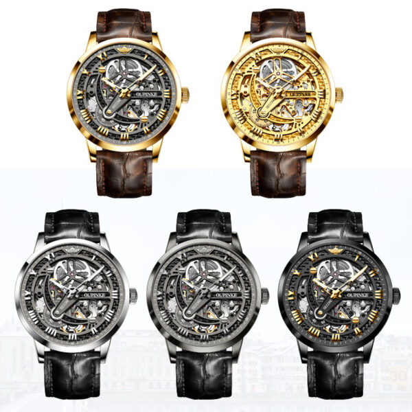 High class Waterproof hollow mechanical watch