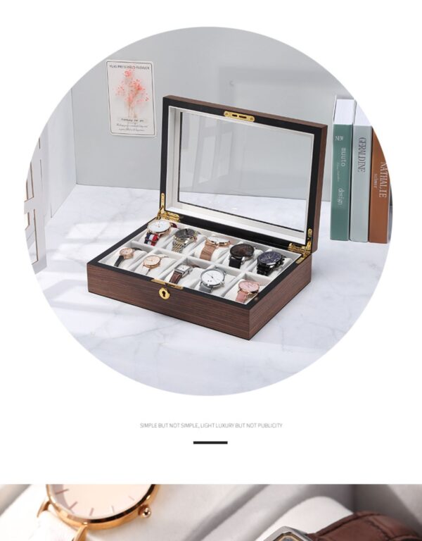 Light luxury wooden watch storage box with large capacity - Image 3