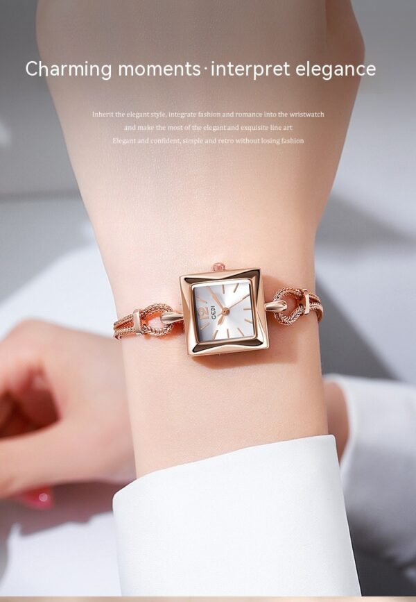 High-grade Simple Small Square Plate Alloy Bracelet Watch Antique Style - Image 3