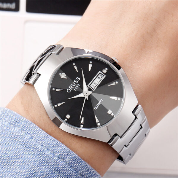 Tungsten Steel Color Waterproof Fashion Student Couple Calendar Quartz Watch - Image 7