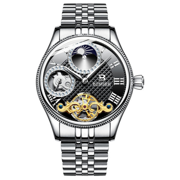 Men'sHigh class  Automatic Mechanical Skeleton Waterproof Stainless Steel Watch - Image 6