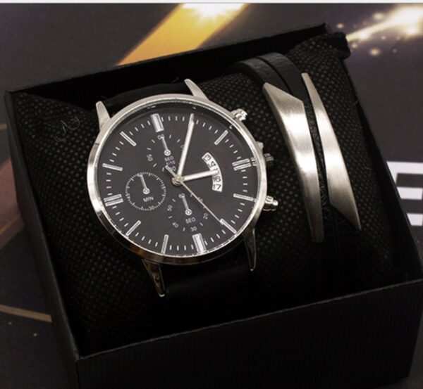 Men's Luxury Watch Set Quartz Fashion Cross-border Foreign Trade Calendar New Business Wrist Luxury Watch - Image 3