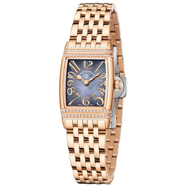 Women's Fashion Shell Face Square Quartz Watch With Diamonds - Image 5