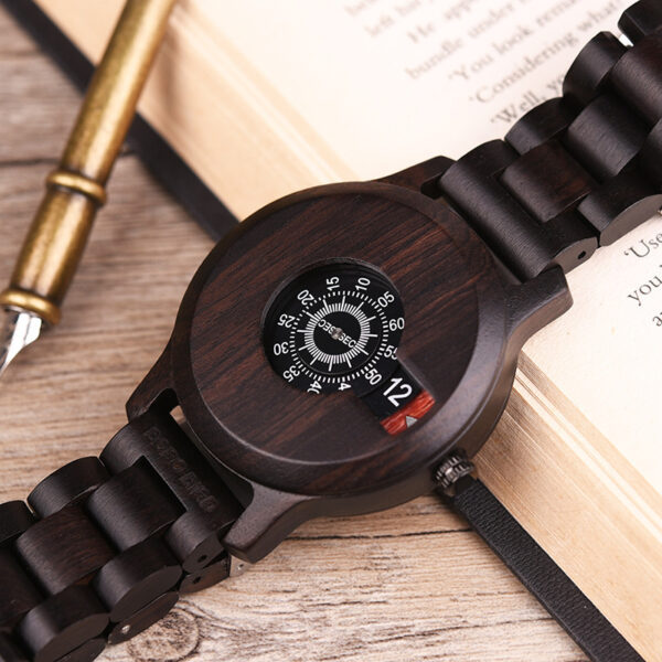 Men's Creative Round Bamboo Wood Watch - Image 4