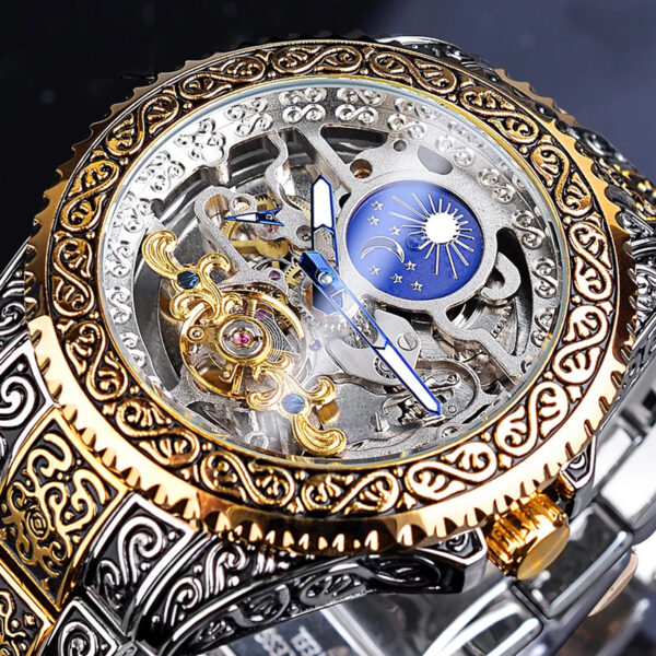 Forsining Skeleton Carved Tourbillon Mechanical Watches Luxury Men's Wristwatch - Image 5