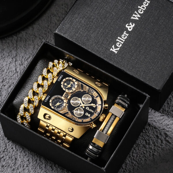 Set Multi-time Zone Large Dial Luminous Men's Watch Steel Belt Leisure - Image 7