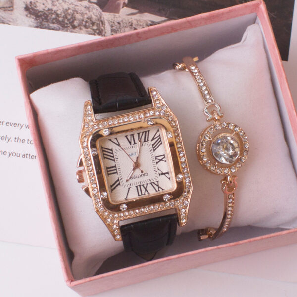 Square Watch Rhinestone Women's Suit