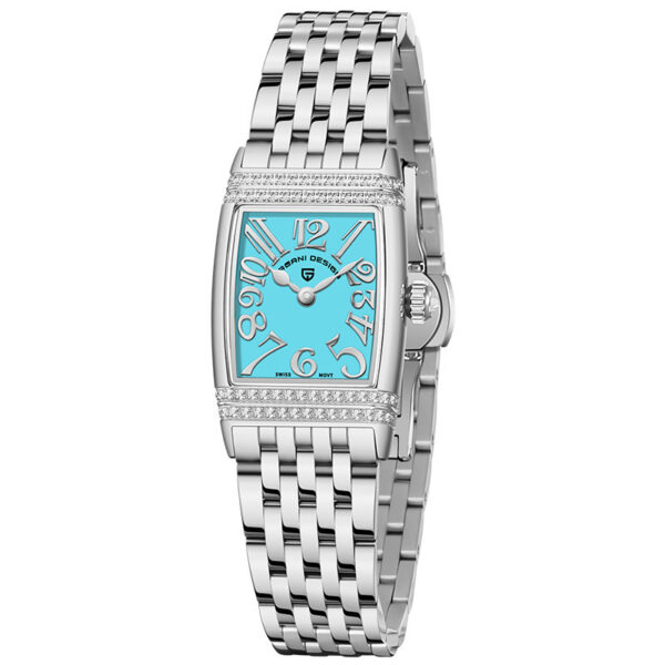 Women's Fashion Shell Face Square Quartz Watch With Diamonds - Image 2