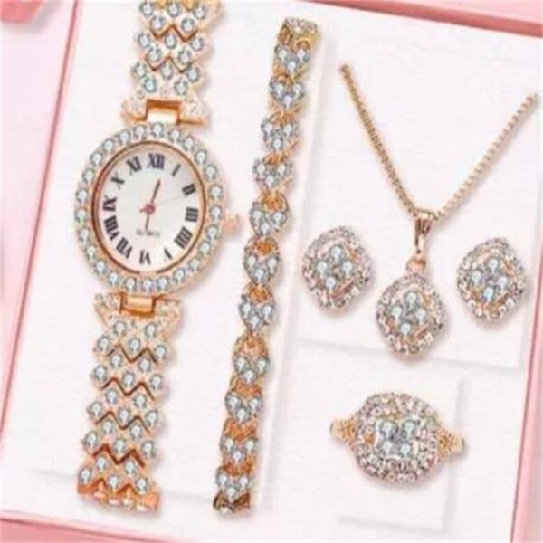 Diamond Luxury Bracelet Watch Set Ladies - Image 6