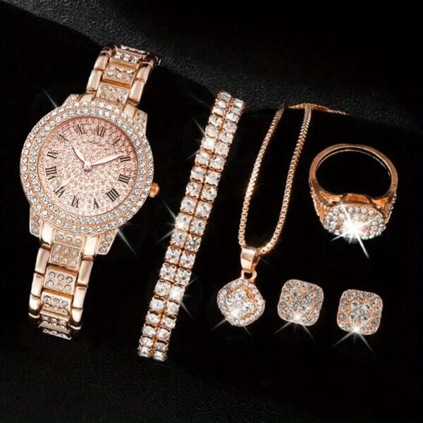 Women's Diamond Fashion Roman Quartz Watch Five-piece Set - Image 10