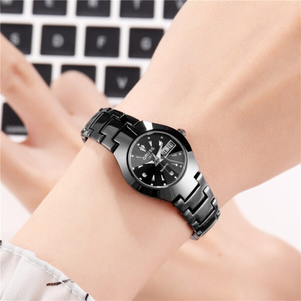 Tungsten Steel Color Waterproof Fashion Student Couple Calendar Quartz Watch - Image 9