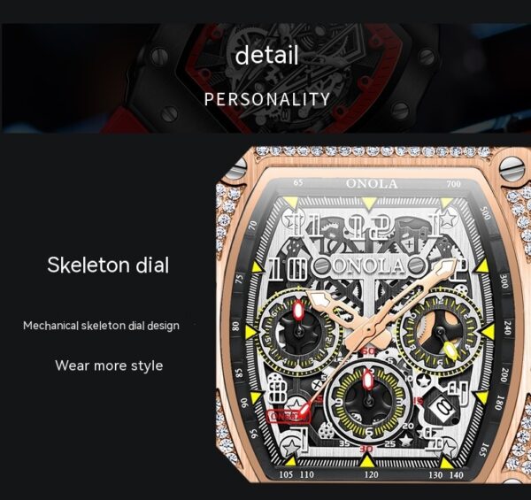 Full Diamond Fashion New Multi-functional Mechanical Men's Watch - Image 4