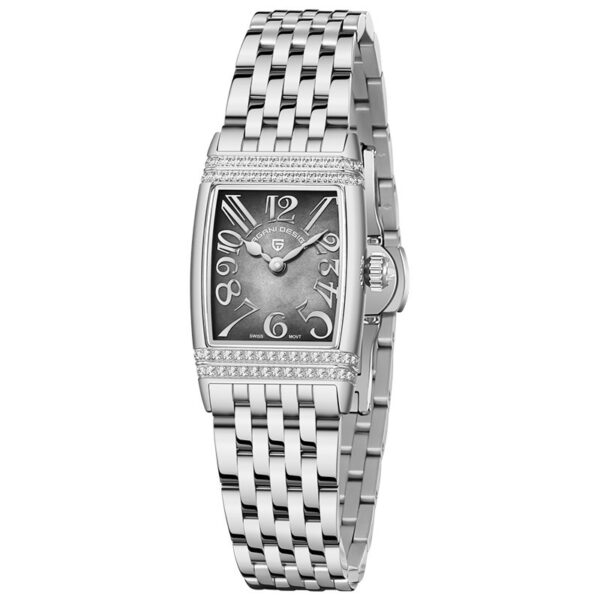 Women's Fashion Shell Face Square Quartz Watch With Diamonds - Image 6