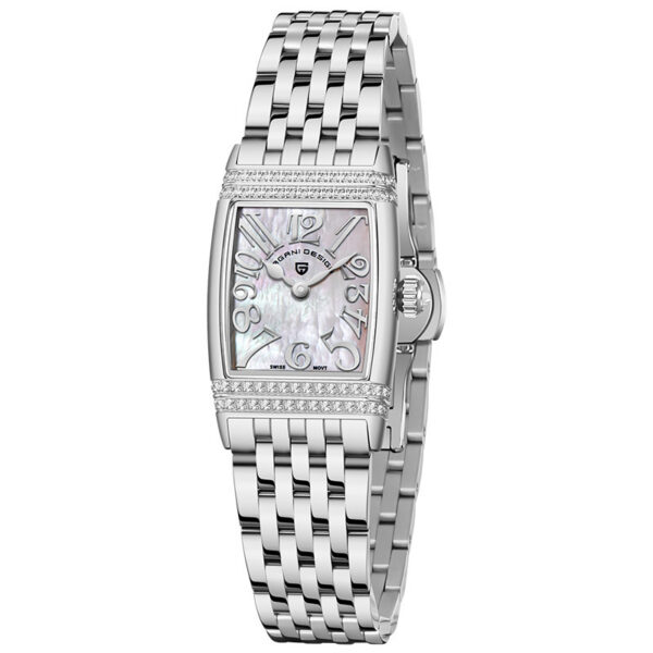 Women's Fashion Shell Face Square Quartz Watch With Diamonds - Image 7