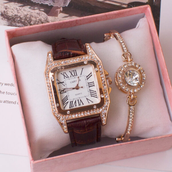 Square Watch Rhinestone Women's Suit - Image 5