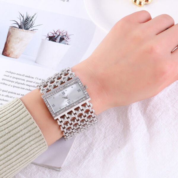 Women's Steel Band Diamond Watch Square Roman Rhinestone - Image 7