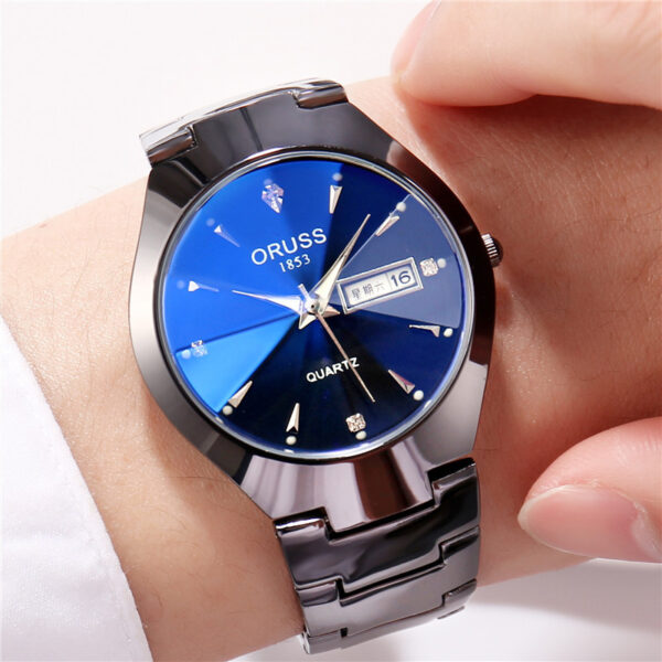 Tungsten Steel Color Waterproof Fashion Student Couple Calendar Quartz Watch - Image 6