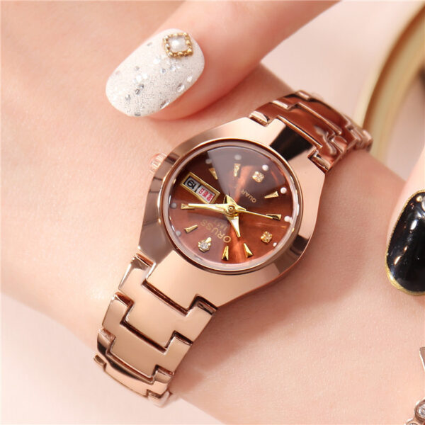 Tungsten Steel Color Waterproof Fashion Student Couple Calendar Quartz Watch - Image 3