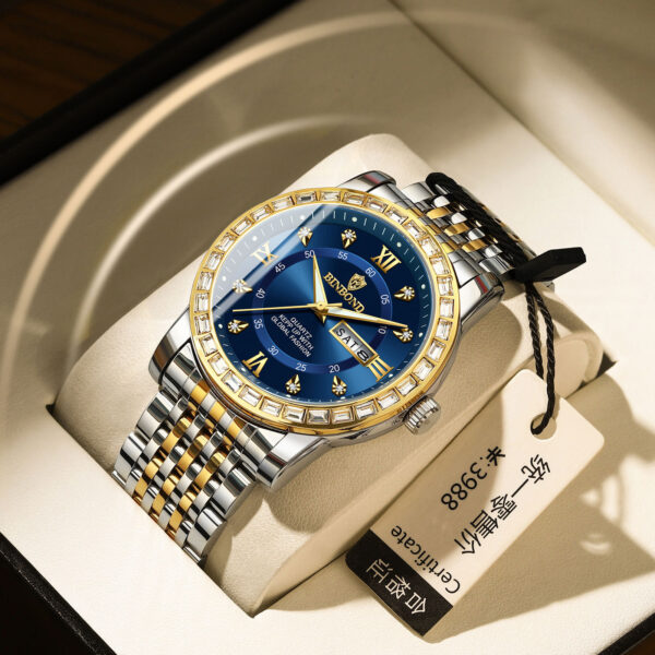 Business Diamond-embedded Mechanical Watch Double Calendar Waterproof Luminous - Image 6