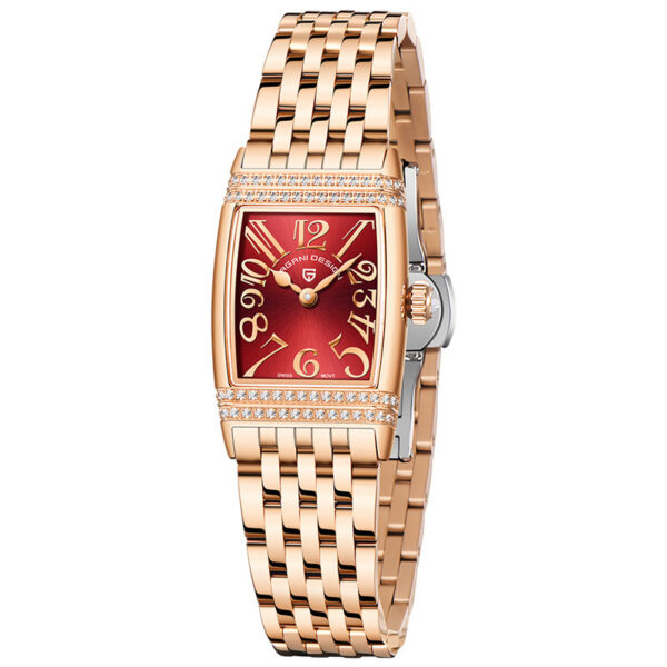 Women's Fashion Shell Face Square Quartz Watch With Diamonds - Image 4