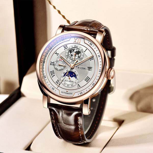 Men's Waterproof Moon Phase Automatic Mechanical Watch - Image 3