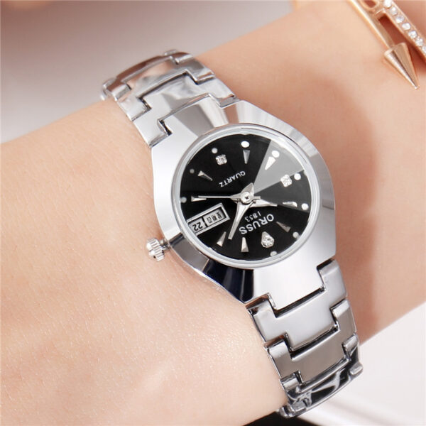 Tungsten Steel Color Waterproof Fashion Student Couple Calendar Quartz Watch - Image 5