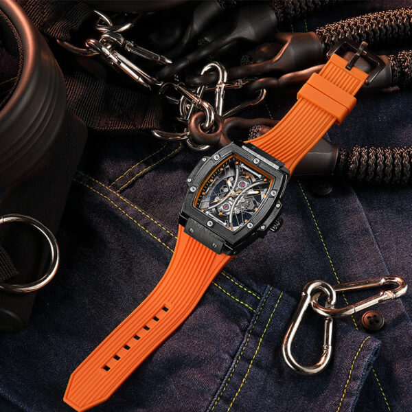 Men's Tonneau Fashion Trend Silicone Strap Luminous Sports Watch - Image 4